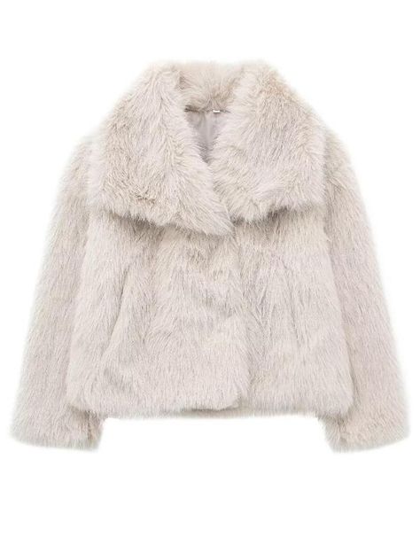 Women's Solid Color Faux Fur Luxury Jacket, Priscilla Fur Coat, Casual Warmth Long Sleeve Collared Fuzzy Coat for Fall & Winter, Women's Clothing for Daily Wear Outerwear Faux Fox Fur Coat, Cold Outfit, Wicked Musical, Uniform Outfits, Faux Fur Cropped Jacket, Autumn Winter Outfits, Plush Coat, Autumn Fits, Woven Jacket