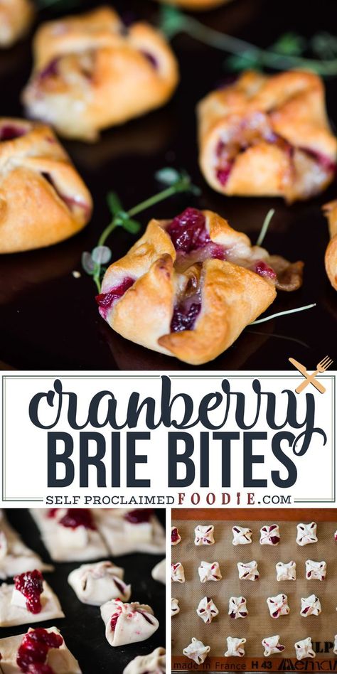 Cranberry Brie Bites, Cranberry Brie, Brie Bites, Christmas Recipes Appetizers, Appetizer Bites, Christmas Food Dinner, Xmas Food, Holiday Appetizers, Christmas Party Food