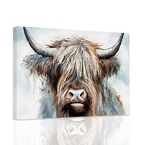 Target Wall Art, Pictures Wall Decor, Animals Painting, Highland Cow Canvas, Target Wall, Colorful Graffiti, Cow Wall Art, Print Bathroom, Cow Pictures