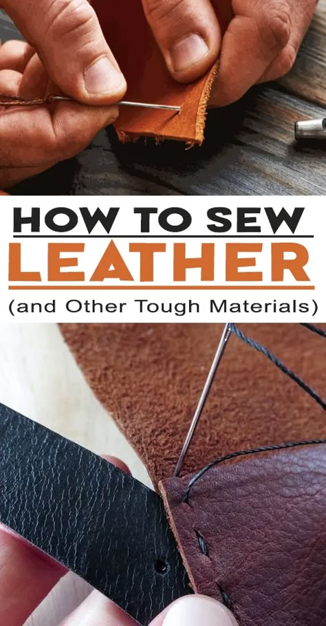 How to Sew Leather (and Other Tough Materials Diy Leather Working, Art Du Cuir, Leather Working Projects, Leather Bag Tutorial, Leather Tutorial, Diy En Cuir, Leather Working Patterns, Hand Sewn Leather, Diy Leather Projects