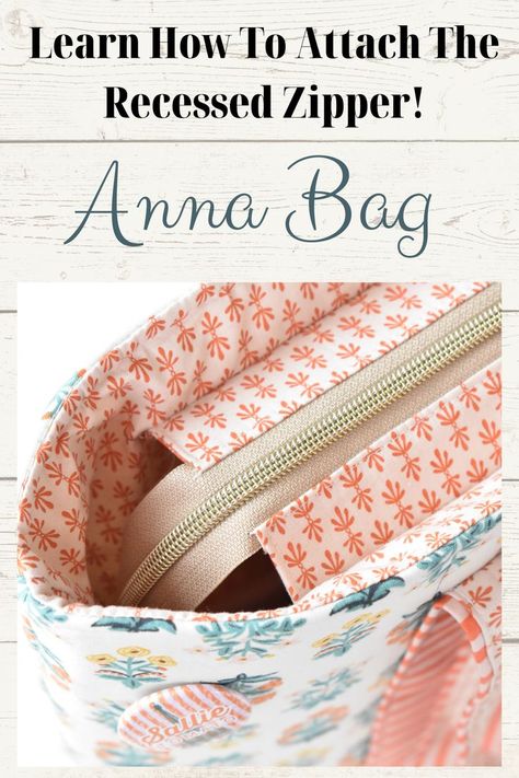 This gorgeous kit comes with a 1-1/2" recessed zipper that is easy and simple to attach! 😍 To watch the tutorial on assembling your Anna Bag, follow the link to the video! 👜✂️ How To Sew A Recessed Zipper On A Bag, Purse Liner Diy, Drop In Lining Bag Tutorial, Recessed Zipper Tote Bag Tutorial, Diy Bag With Zipper, Zippered Tote Bag Tutorial, Sewing Machine Tension, Recessed Zipper, Sallie Tomato