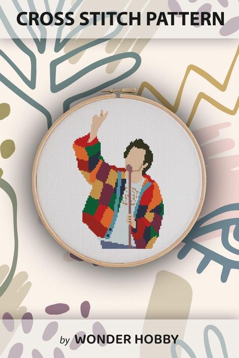 Harry Styles Cross Stitch, Art Beginners, Cross Stitch Projects Ideas, Crochet Succulent, Cross Stitch Beginner, Design For Beginners, Hand Work Design, Easy Design, Pola Kristik