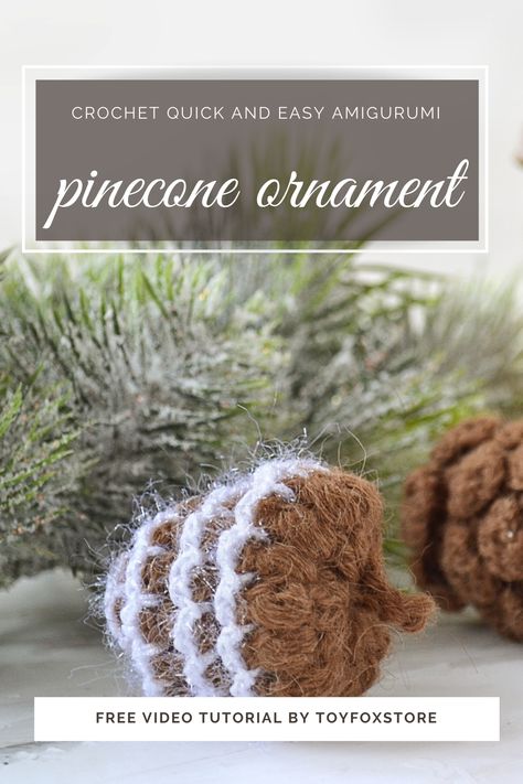 Crochet Christmas Brooch Free Pattern, Crochet Pinecones Free Pattern, Crochet Pinecone, Knitted Christmas Ornaments, Diy Xmas Decorations, Božićni Ukrasi, Knit Christmas Ornaments, Xmas Decorations Diy, Crochet Autumn