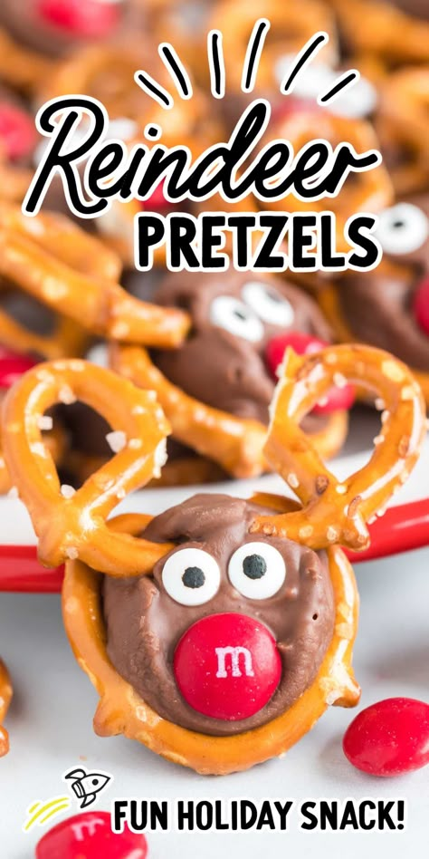 Reindeer Pretzels Easy Snow Cream Recipe, Snow Cream Recipe, Rolo Pretzels, Christmas Recipes For Kids, Christmas Pretzels, Cookie Recipes Holiday, Pretzel Treats, Christmas Cookie Recipes Holiday, Snow Cream