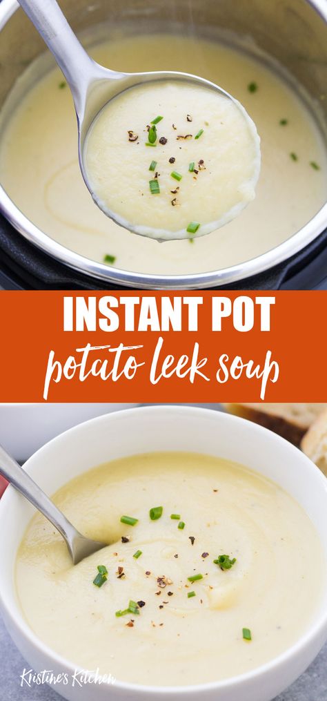 Healthy Soup Vegetarian, Soup Recipes Healthy Vegetarian, Instapot Recipes Chicken, Leeks Soup Recipes, Instant Pot Soups, Best Instant Pot Recipes, Potato Leek, Vegetarian Soup Recipes, Potato Leek Soup