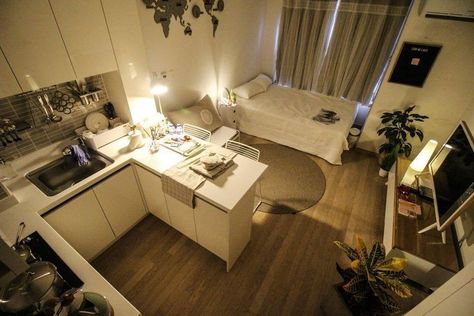 Korean Style Studio Apartment, Cozy Apartment Layout, Studio Apartment Ideas Japanese, Aesthetic Japanese Apartment, Small Studio Decorating Ideas Tiny Apartments, 360 Sq Ft Studio Layout, Seattle Studio Apartment, 1 Room Apartment Layout, Studio Apartment Korea