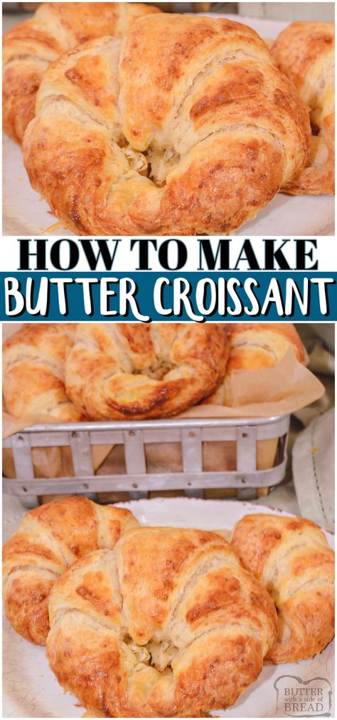 Crissonts Recipe, Easy Homemade Butter, Crossiant Recipes, Crossant Recipes, Butter Homemade, Croissant Bread, Homemade Croissants, Make Butter, Butter Croissant