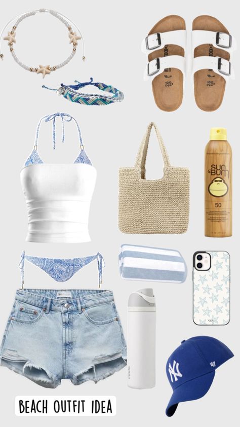 blue beach outfit idea! Beach Swimsuit Outfit, Outfit Idea Aesthetic, Outer Banks Outfits, Swimsuit Outfit, Idea Aesthetic, Beach Swimsuit, Blue Outfit, Fit Ideas, Outer Banks