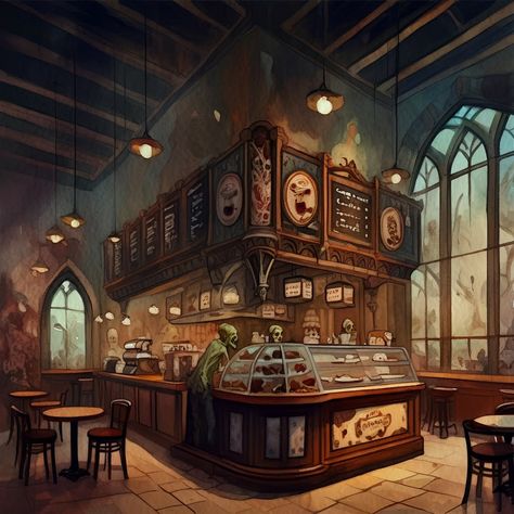 Coffee Shop Concept Art, Shop Concept Art, Art Coffee Shop, Coffee Shop Concept, Residence Interior, Cafe Concept, Cafe Art, Art Coffee, Fantasy World