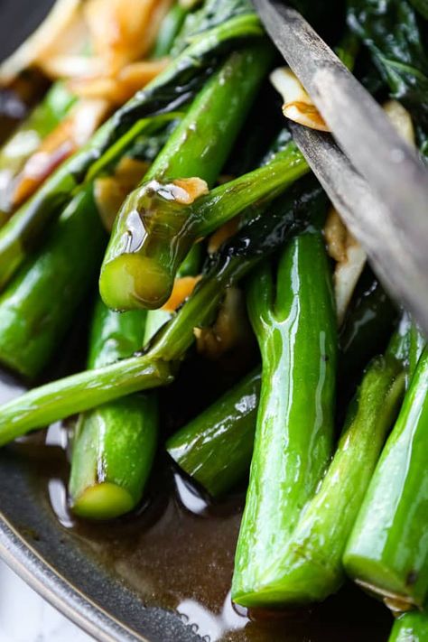 Chinese Broccoli with Garlic Sauce - Pickled Plum Food And Drinks Chinese Broccoli Recipe, Broccoli With Garlic Sauce, Chinese Side Dishes, Broccoli With Garlic, Broccolini Recipe, Chinese Broccoli, Garlic Broccoli, Chinese Vegetables, Asian Vegetables