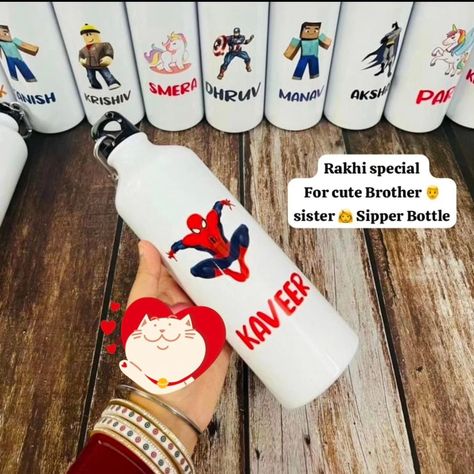 Contact 7206926018 CUSTOMISE WATER BOTTLE SIZE - 600 ML SIZE - 750 ML Same day despatch Available in panipat Free shipping all over india #rakhispecial #giftideas #onlineshopping #onlinestore #viral #india Customised Water Bottles, Bottle Sizes, Water Bottle, India, Free Shipping, Water, Quick Saves