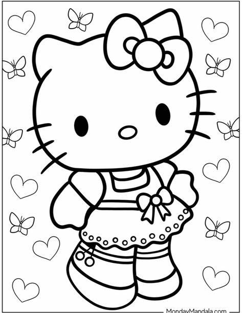 Hello Kitty Printables Coloring, Coloring Pages For Kindergarten Free, Coloring Pages Transparent Png, Kitty Coloring Pages Free Printable, Cute Coloring Pages Disney, Cartoon Coloring Pages Free Printable, Hello Kitty Free Printables, Free Printable Coloring Pages For Teens, Coquette Coloring Page