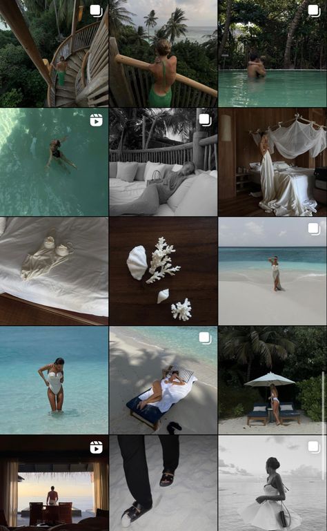 Tropical Instagram Feed, Visual Moodboard, 2024 Instagram, Summer Feed Instagram, Instagram Feed Goals, Ig Feed Ideas, Instagram Feed Planner, Instagram Branding Design, Profile Ideas