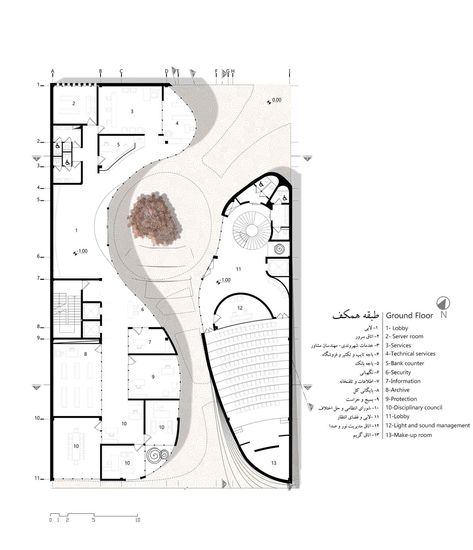 YNO Building - 13° Architecture Studio Art Museum Architecture Design, Organic Interior Architecture, Art Gallery Plan Architecture, Gallery Plan Architecture, Organic Architecture Plan, Library Floor Plan Architecture, Organic Building Architecture, Organic Plans Architecture, Organic Architecture Concept Sketch