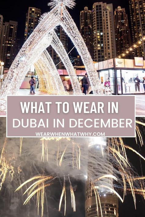 two pictures of Dubai celebrating christmas and New Years eve Dubai Night Out Outfit, Dubai New Years Eve Outfit, Dubai Inspired Outfits, Dubai Fall Outfit, Dubai In Winter, Dubai Outfits Ideas January, Packing For Dubai, How To Dress In Dubai Women, Dubai Capsule Wardrobe