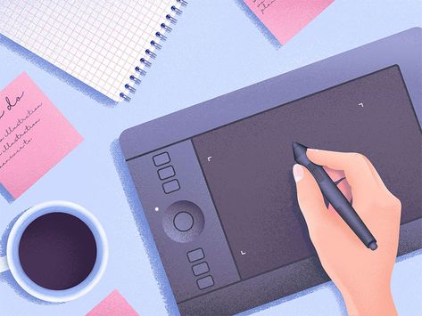 design process illustration Tablet Illustration, Productivity Work, Process Illustration, Prison Drawings, Graphic Design Careers, Adveture Time, Art Tablet, Dribbble Design, Graphic Design Jobs