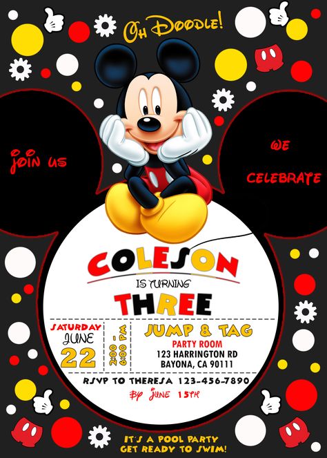 Mickey Mouse Birthday Invitations Free, Mickey Mouse Invitation Template, Mickey Mouse Birthday Invitation, Minnie Invitations, Γενέθλια Mickey Mouse, Mickey Invitations, Mickey Mouse Themed Birthday Party, Mickey Mouse Birthday Invitations, Mickey Mouse Invitation