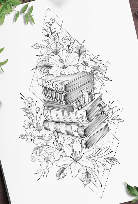 Book Inspired Tattoos, Colour Pages, Colour Pencil Drawing, Bookish Tattoos, Drawing Books, Drawing Hands, Drawing Faces, Colour Pencil, Book Tattoo