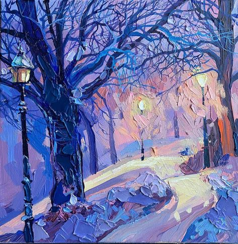 Anastasia Trusova, Painting Snow, Fantasy Paintings, Winter Art, Art Inspiration Painting, Dreamy Art, Painting Art Projects, Gorgeous Art, Cool Paintings