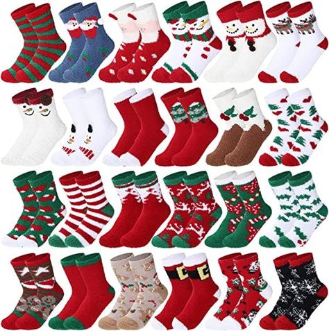 Christmas Fuzzy Socks, Cozy Socks Gift, Cozy Cartoon, Christmas Slippers, Socks Cute, Fluffy Socks, Winter Slippers, Small Gift Bags, Fuzzy Socks