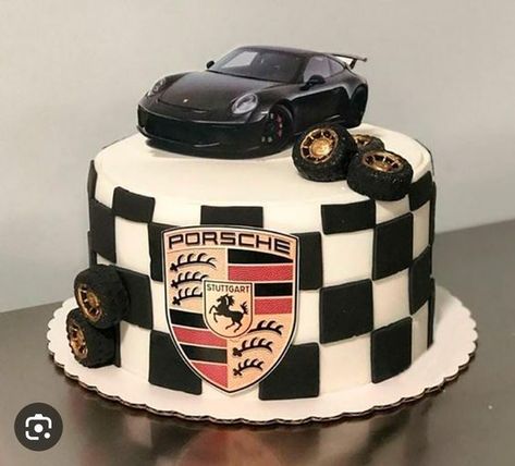 Porsche Cake Ideas, Porsche Birthday Party Ideas, Porsche Themed Birthday Party, Porsche Birthday Cake, F1 Cake Ideas, Porsche Cake, Car Cake Ideas, F1 Cake, Car Cakes For Men