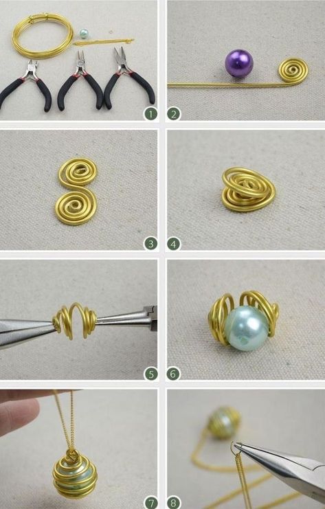 Diy Jewelry Rings, Bijoux Fil Aluminium, Wire Jewelry Making, Wire Jewelry Tutorial, Diy Jewelry Unique, Diy Jewelry Inspiration, Wire Jewelry Designs, Wrapped Earrings, Necklace Tutorial