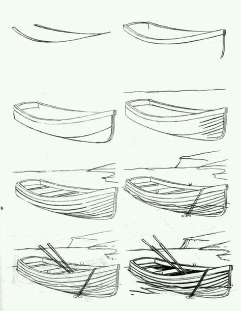 Boat Drawing, Pencil Drawing Tutorials, Boat Art, Boat Painting, 수채화 그림, Pencil Art Drawings, Art Instructions, Easy Drawing, Drawing Skills