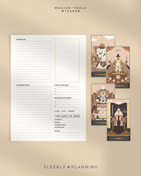 / NEW / Unlock the mystical world of tarot with this Daily Tarot Worksheet with Cards! Designed specifically for beginners or whoever wants to build a little grimoire, this DIY printable journal pages offer a way to mastering the Major Arcana. Featuring a user-friendly cheat sheet and a convenient 1-card spread, you can easily print it at home and start your tarot journey with confidence. The elegant minimalist design encourages clarity and focus as you explore your intuition and deepen your ... Major Arcana Cheat Sheet, Witchy Planner, Journal For Beginners, Printable Journal Pages, Tarot Journal, Learning Tarot Cards, Instagram Plan, The Major Arcana, Tarot Book