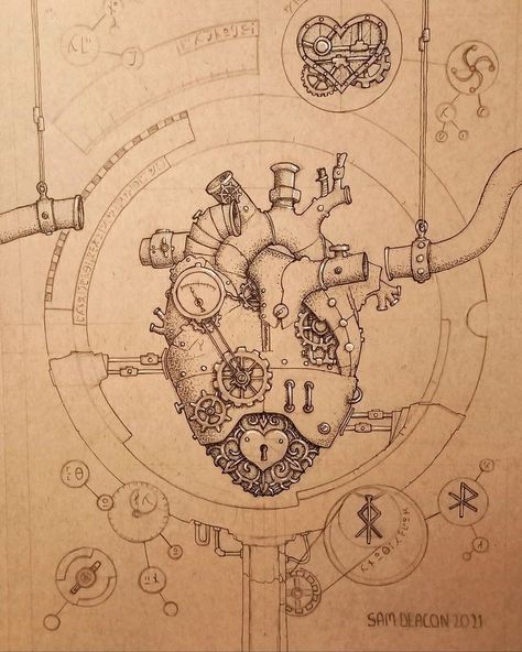 Steam Punk Art Drawings, Steam Punk Drawing, Machines Drawing, Architecture Drawing Art Buildings, Mechanical Illustration, Mechanical Sketch, Steampunk Icons, Steampunk Art Drawing, Steampunk Kunst