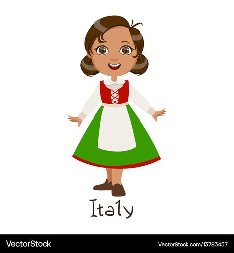 Traditional Italian Clothing, Italian Traditional Dress, Clothes Italy, Girl In Italy, Cute Vector Illustration, Italian Costume, Italian Dresses, Italy Culture, Italy Country