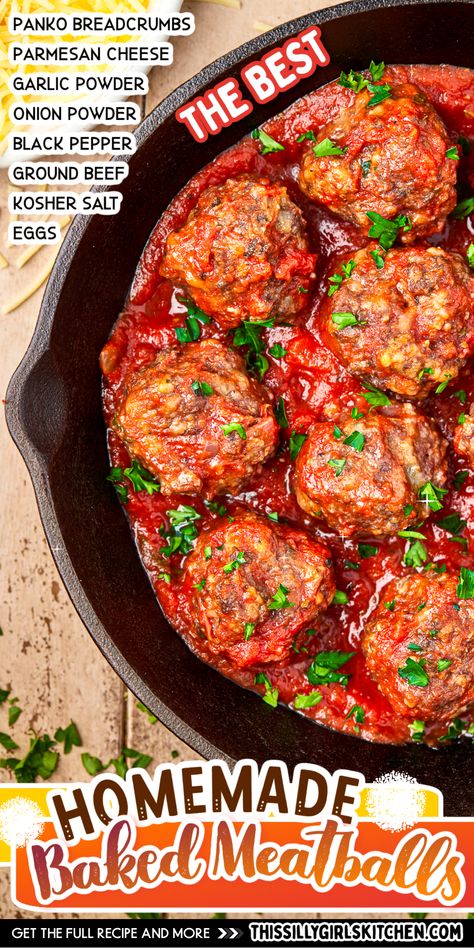 Homemade Baked Meatballs, Meatballs In Sauce, Homemade Meatballs Recipe, Oven Baked Meatballs, Baked Meatball Recipe, Salmon Teriyaki Recipe, Dinner Party With Friends, Baked Meatballs, Meatball Sauce