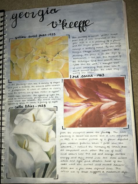 Artist Page Gcse, Georgia Okeefe Gcse Sketchbook, Gcse Art Flowers Sketchbook, Gcse Art Observational Drawings Sketchbook Pages, Gcse Art Artist Research Page, Art Major Aesthetic, Artist Research Page Gcse Flowers, Gcse Natural Forms Sketch Books, Gcse Art Sketchbook Layout Grade 9 Natural Forms