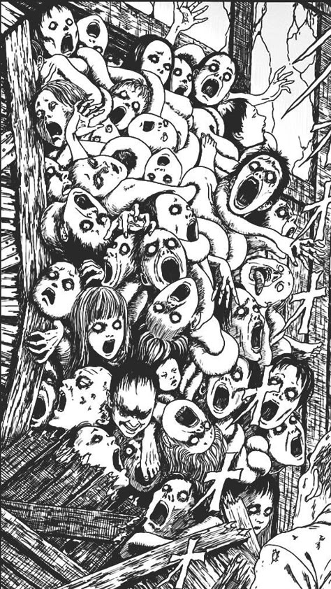 Horror Graphic Design, Junji Ito Maniac, Junji Ito Art, Ito Junji, Junji Ito Collection, Horror Drawing, Horror Manga, Japanese Horror, Creepy Tattoos