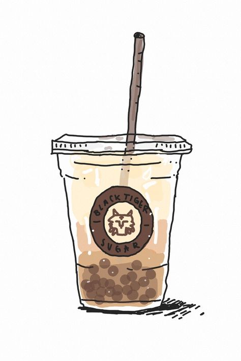 Boba Drawing Aesthetic, Boba Sketch, Boba Tea Drawing, Drink Sketch, Cute Drink Drawings, Boba Drawing, Boba Tea Art, Milktea Background Design Aesthetic, Milktea Aesthetic Drawing