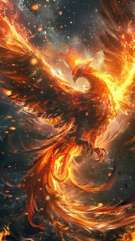 The image shows a phoenix rising from the ashes. The phoenix is a mythical bird that is said to be a symbol of hope and renewal ->> more details in ai-img-gen.com Fenix Wallpaper, Phoenix Bird Art, Phoenix Wallpaper, Phoenix Artwork, Phoenix Images, Mythical Creatures Fantasy, Phoenix Art, Phoenix Bird, Fire Bird