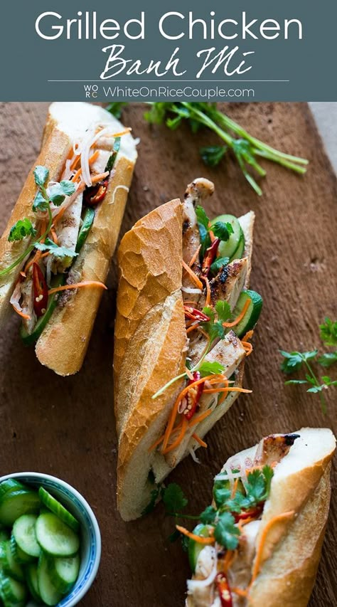 Vietnamese Grilled Chicken, Chicken Banh Mi, Vietnamese Chicken Salad, Banh Mi Recipe, Easy Vietnamese Recipes, Vietnamese Banh Mi, Vietnamese Sandwich, Banh Mi Sandwich, Recipe With Chicken