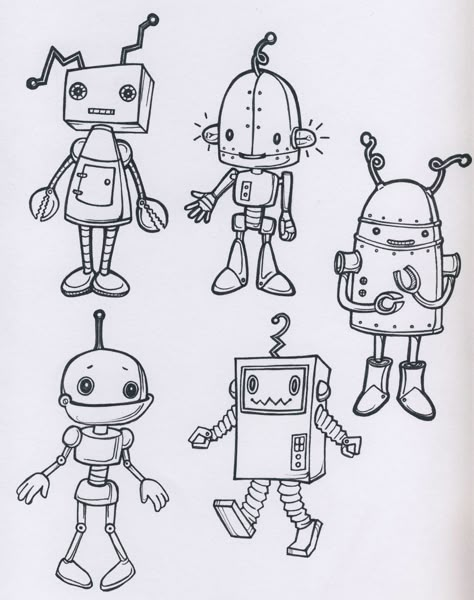 Robots-That's a normal theme for a nursery right? Robot Drawing, Math Shapes, Robot Sketch, Arte Doodle, Robot Party, Character Design Cartoon, Arte Robot, בר מצווה, 3d Shapes