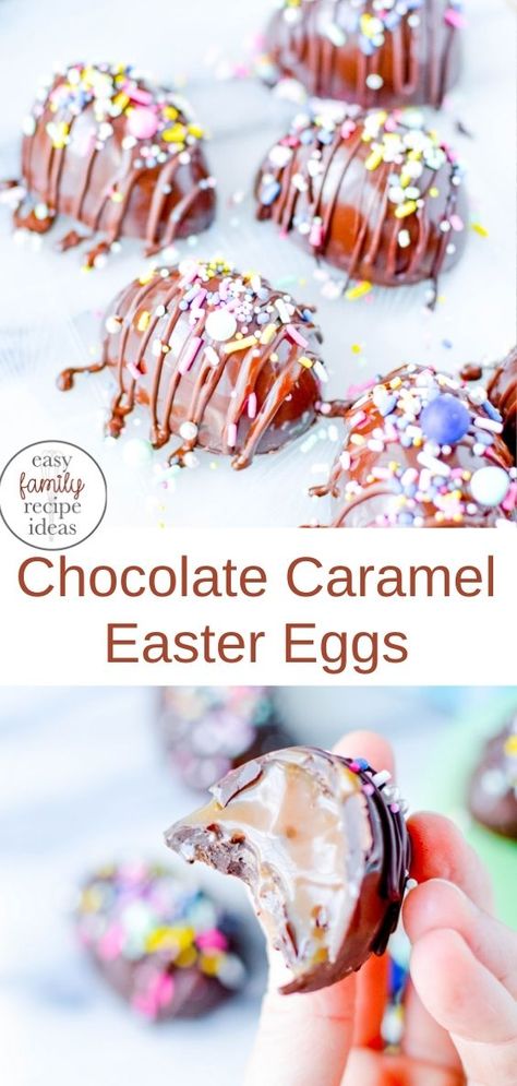 Easy Chocolate Caramel Easter Eggs Recipe Candy Eggs For Easter, Easter Egg Candy Recipes, Homemade Easter Chocolates, Homemade Easter Candy Recipes, Candy Easter Eggs, Chocolate Covered Easter Eggs, Easter Egg Chocolate Ideas, Homemade Chocolate Easter Eggs, Homemade Easter Eggs