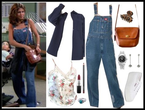 |Rachel Green outfit style|  . . 90s outfits .  Friends tv show F.R.I.E.N.D.S 90s Outfits Friends, Rachel Geller, Green Overalls Outfits, Friends Rachel Outfits, Estilo Rachel Green, Overalls Outfits, Rachel Green Style, Rachel Green Outfits, 90s Outfits