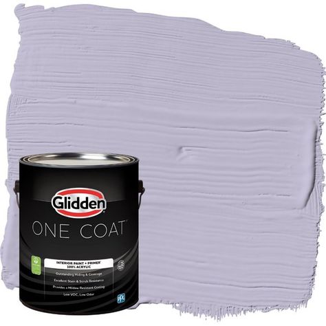 Glidden One Coat Interior Paint + Primer Wild Lilac / Purple, Flat, 1 Gallon Walmart Paint Colors, Walmart Paint, One Coat Paint, Osb Wood, Bedroom Pics, Bakery Coffee Shop, Paint Smell, Tapestry Pink, Library Living Room