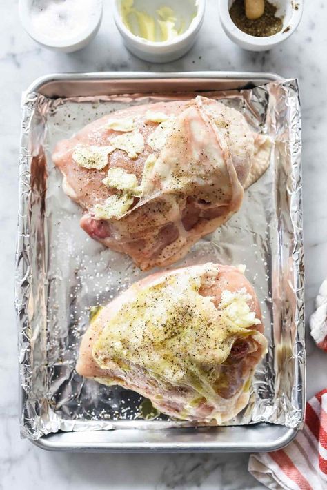 The Best Baked Chicken Breast Recipe (So Juicy!) | foodiecrush.com Cooked Chicken Casserole, Oven Cooked Chicken, Bone In Chicken Breast Recipes, Best Baked Chicken Breast, Roasted Chicken Breast Recipes, Baked Split Chicken Breast, Chicken Breast Easy, Split Breast Chicken Recipes, Baked Bone In Chicken