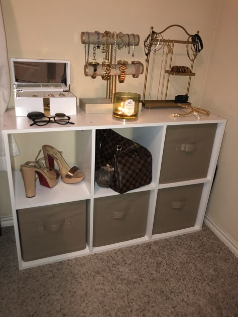 6 Cubby Organizer Ideas, Room With Cube Organizer, Cube Organizer For Clothes, Cube Organizer For Shoes, Six Cube Organizer Ideas, Organizer Cubes Ideas, Cube Shelf Closet Organization, Walmart Cube Storage Ideas, Cube Storage In Bedroom