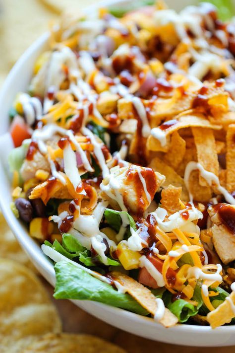 BBQ Chicken Salad - Damn Delicious Salad Coleslaw, Bbq Chicken Salad, Resep Salad, Salad Pasta, Main Dish Salads, Think Food, God Mat, Idee Pasto Sano, Chicken Salad Recipes