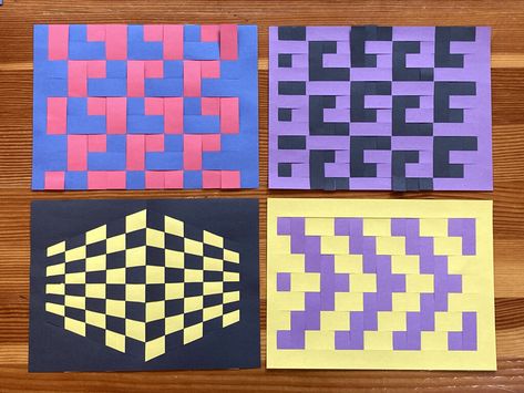 Paper Weaving Templates Free, Weaving Patterns Paper, Paper Weaving Template, Middle School Weaving Projects, Paper Weaving Tutorial, Weaving Paper Art, Paper Weaving Art Projects, Paper Weaving Patterns Design, Paper Weaving Art