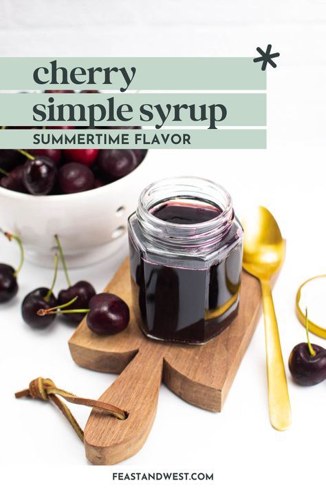 Tart cherries make a tasty addition to drinks and desserts with this easy syrup recipe. Cherry Syrup Recipe, Nanking Cherry Syrup, Cherry Simple Syrup, Chokecherry Syrup, Cherry Sangria, Syrup For Cocktails, Cherry Bounce, Homemade Strawberry Lemonade, Tart Cherries