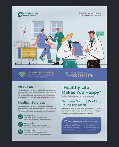 Medical Leaflet Design, Catalog Design Ideas, Medical Flyer Design, One Pager Design, Health Flyer, Medical Flyer, Newsletter Design Templates, One Pagers, Graphic Design Cv