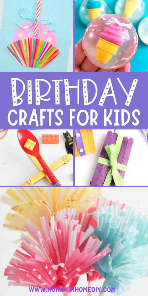 Have a blast at your next birthday party with these cute crafts for kids! Each of these fun art projects are perfect for keeping the kids entertained at any celebration. From cute popsicle stick projects to fun LEGO activities, you'll find tons of inspiration for creating crafts at your kid's birthday. Birthday Craft Decorations, Crafts For Bday Parties, Birthday Craft Activities, Easy Craft Activities For Kids, Kids Craft For Moms Birthday, Birthday Arts And Crafts For Kids, Birthday Crafts For Kids To Make, Easy Birthday Crafts For Kids, Kids Birthday Party Crafts Activities