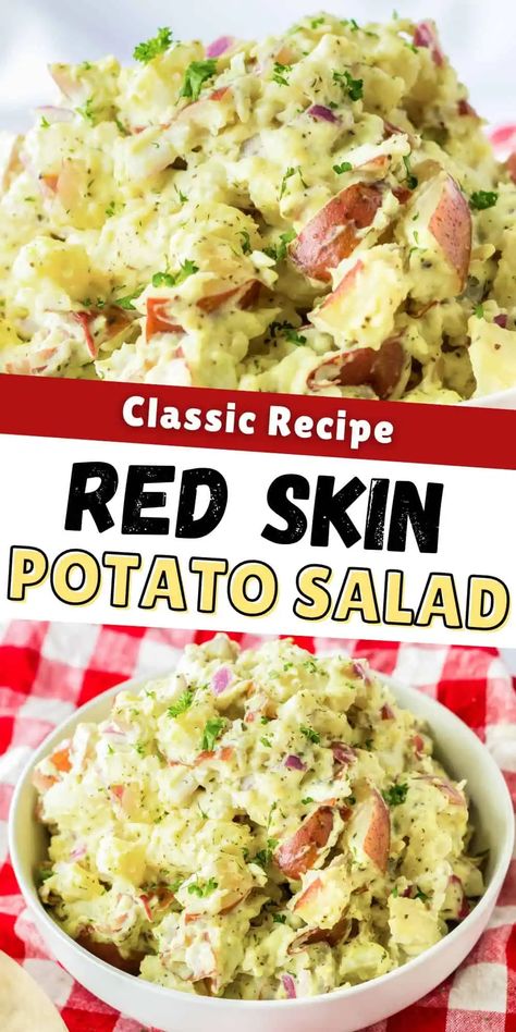 Red Skin Potato Salad, Red Potato Salad Recipe, Flower Salad, Best Potato Salad Recipe, Red Potato Recipes, Red Potato Salad, Potato Salad Recipe Easy, Red Potato, Brown Hairstyles