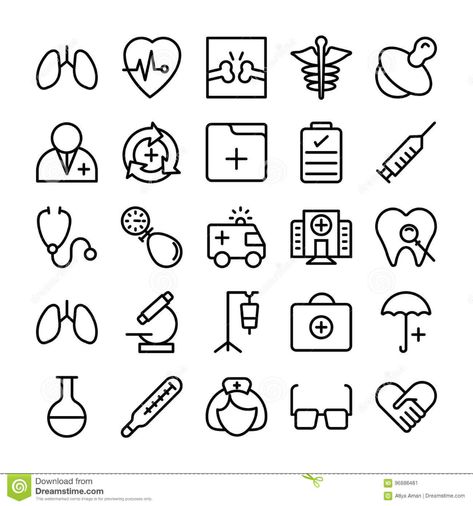 Health Related Drawings, Medical Symbol Design, Medical Icon Design, Doctor Line Art, Health Doodles, Icon Symbols, Nurse Logo, Banner Doodle, Health Illustration