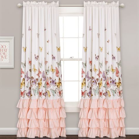 Pink Machine, Ruffle Curtains, Butterfly Room, Teen Girl Bedroom, Lush Decor, Shabby Chic Bedrooms, Rod Pocket Curtain Panels